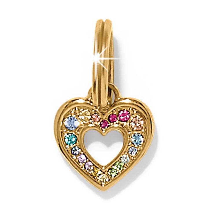 Enchanting Gem Heart Charm - Silver-Multi