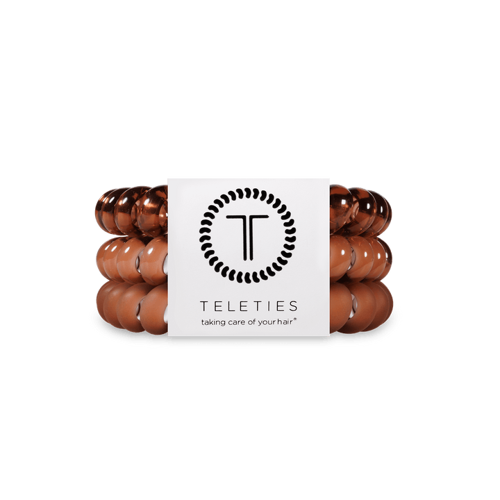 TELETIES LARGE HAIR TIES S/3 - MOCHA MOUSSE