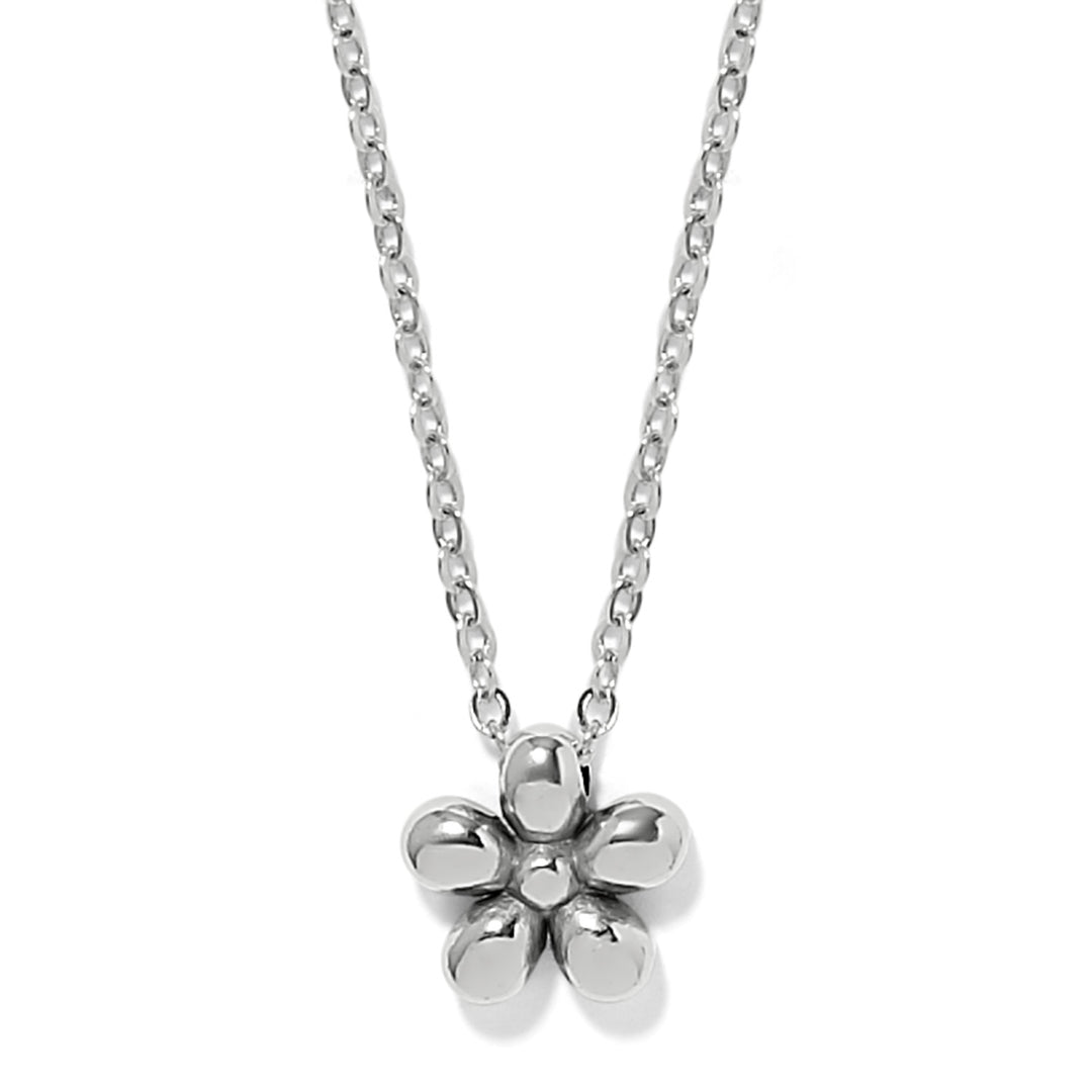 Enchanting Gem Flower Necklace - Silver