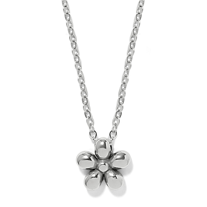 Enchanting Gem Flower Necklace - Silver