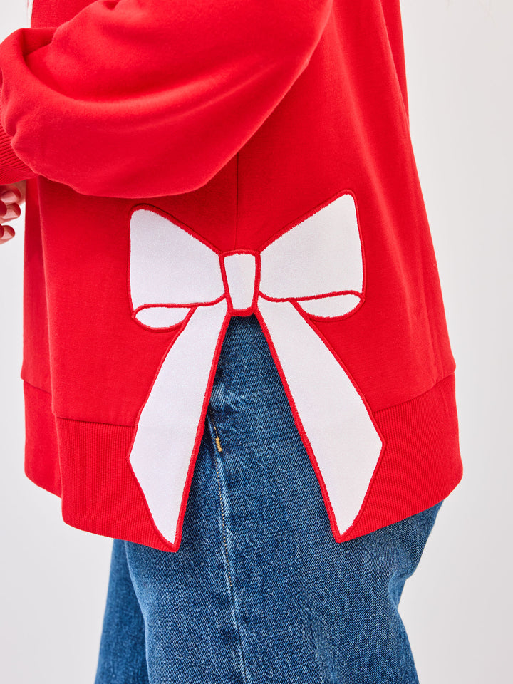 LAKELYN MERRY BOW SWEATSHIRT - RED