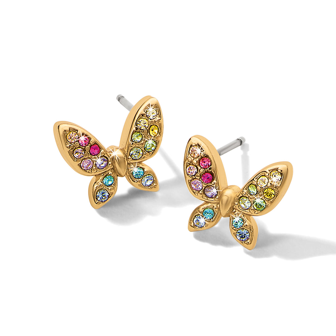 Enchanting Gem Butterfly Earrings - Gold-Multi