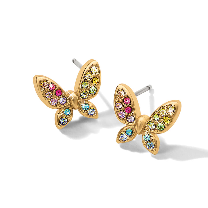Enchanting Gem Butterfly Earrings - Gold-Multi