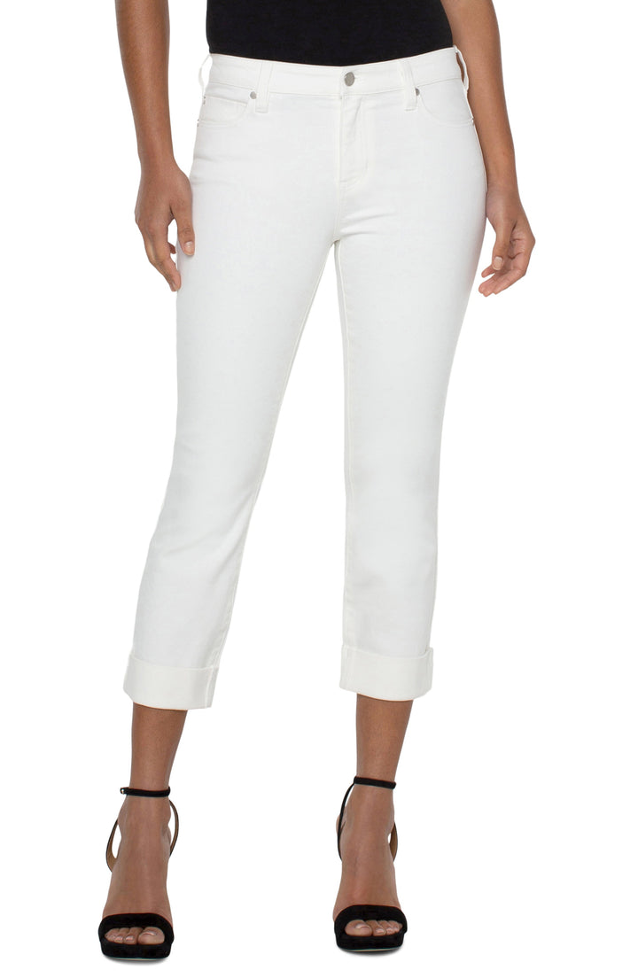 CHARLIE CROP WIDE ROLLED CUFF 24" INSEAM - BONE WHITE