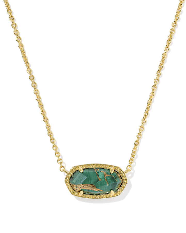 KENDRA SCOTT ELISA PENDANT NECKLACE - GOLD BRONZE VEINED GREEN MALACHITE
