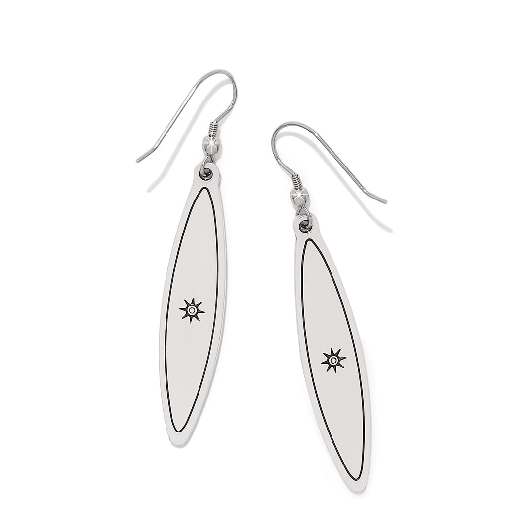 Mosaic Long French Wire Earrings - Silver