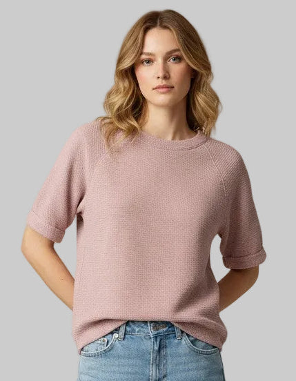 BUBBLE SLEEVE CLOUDY KNIT ROMANCE TOP - ROSE SMOKE