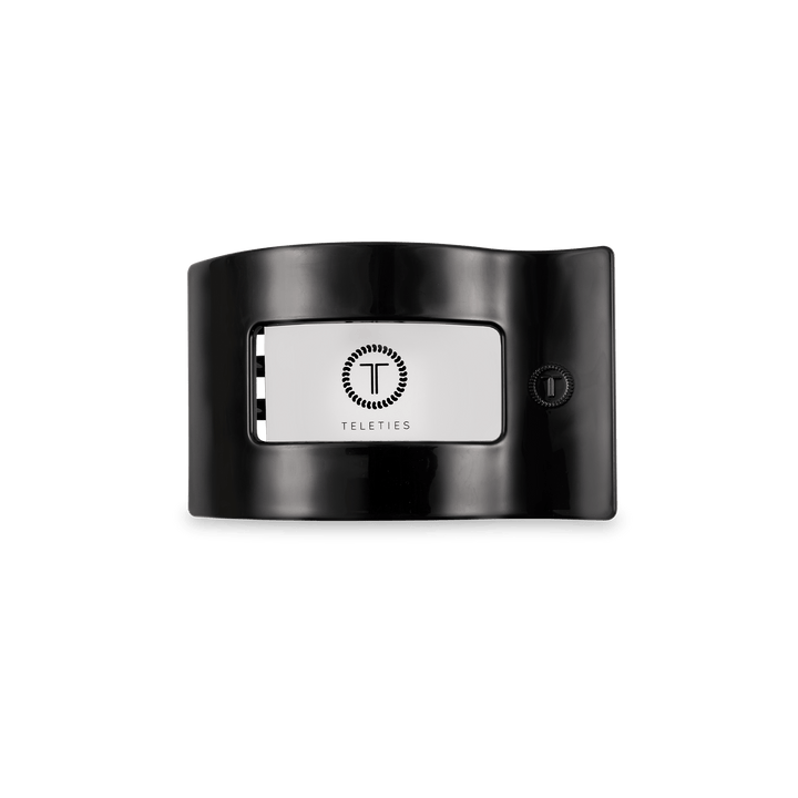 TELETIES SMALL FLAT RECTANGLE HAIR CLIP - JET BLACK