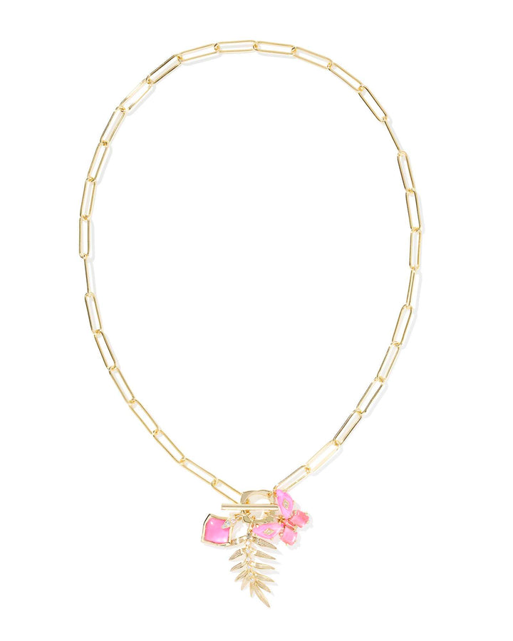 KENDRA SCOTT BIANCA BUTTERFLY CHARM NECKLACE - GOLD PINK MIX