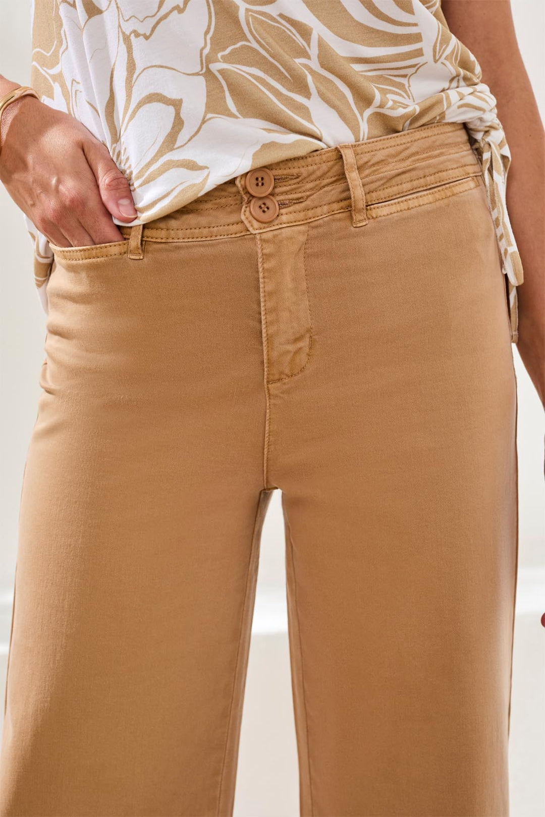 COMFORT STRETCH HIGH RISE PALAZZO PANTS - SESAME