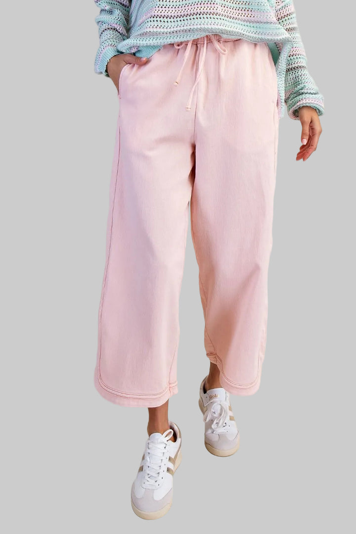 MINERAL WASHED DENIM PANTS 24.5" INSEAM - BLUSH PINK