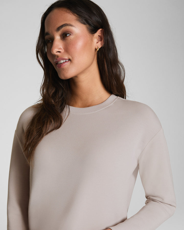 SPANX AIRESSENTIALS LONG SLEEVE SIDE SLIT TOP - FRENCH GREY