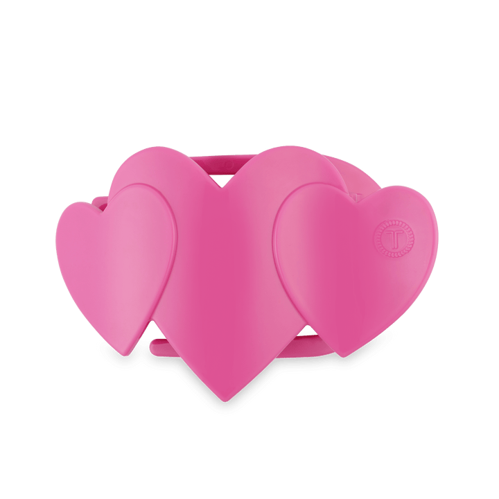 TELETIES MEDIUM FLAT HAIR CLIP - PINK HEART TO HEART