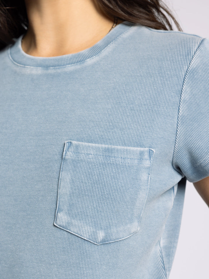 SHORT SLEEVE RIBBED GINNY TEE - BLUE HORIZON