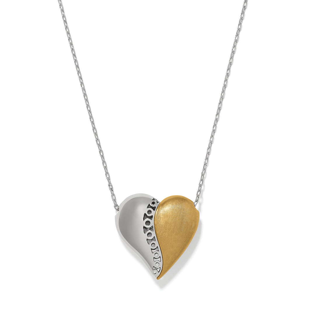 Inner Circle Curvy Heart Necklace - Silver-Gold