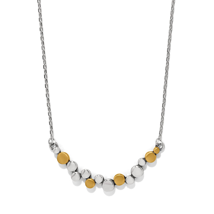 Pebble Edge Crescent Bar Necklace - Silver-Gold