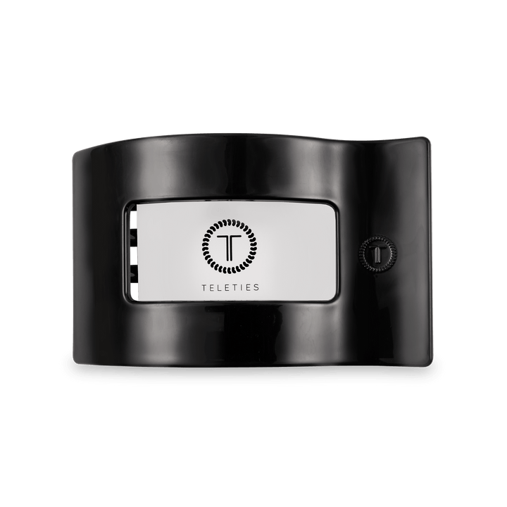 TELETIES MEDIUM FLAT RECTANGLE HAIR CLIP - JET BLACK