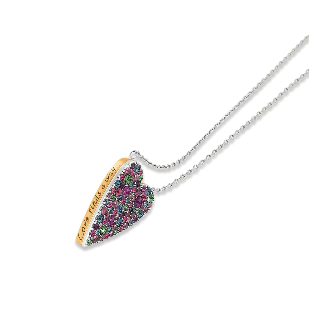 Love Messages Love Finds A Way Reversible Necklace - Silver-Red