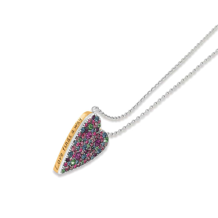 Love Messages Love Finds A Way Reversible Necklace - Silver-Red