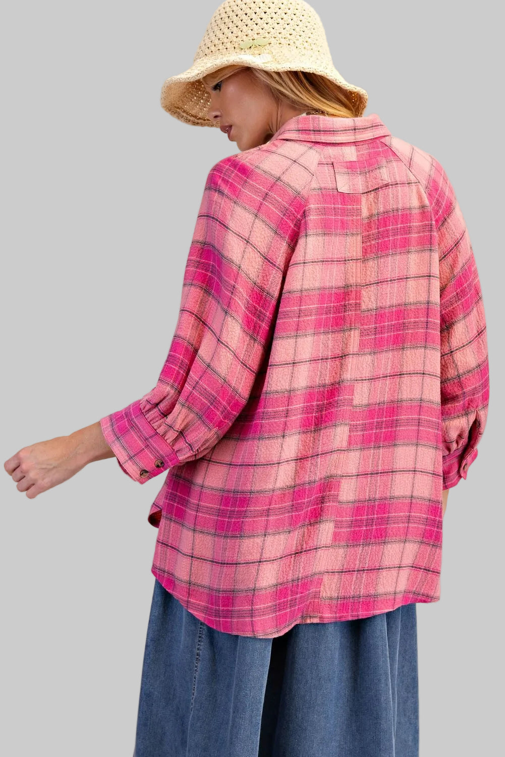 BRUSHED FLANNEL BUTTON DOWN SHIRT - PINK