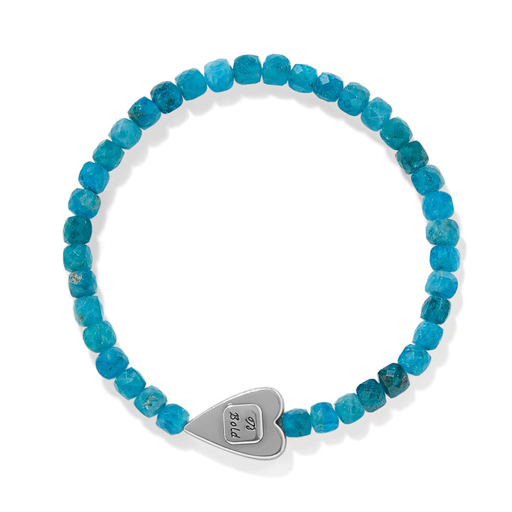 Love Messages Be Bold Teal Stretch Bracelet - Silver-Teal