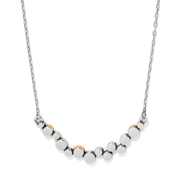 Pebble Edge Crescent Bar Necklace - Silver-Gold