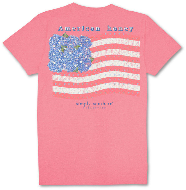 SIMPLY SOUTHERN AMERICAN HONEY TEE - FANCY CANDY PINK