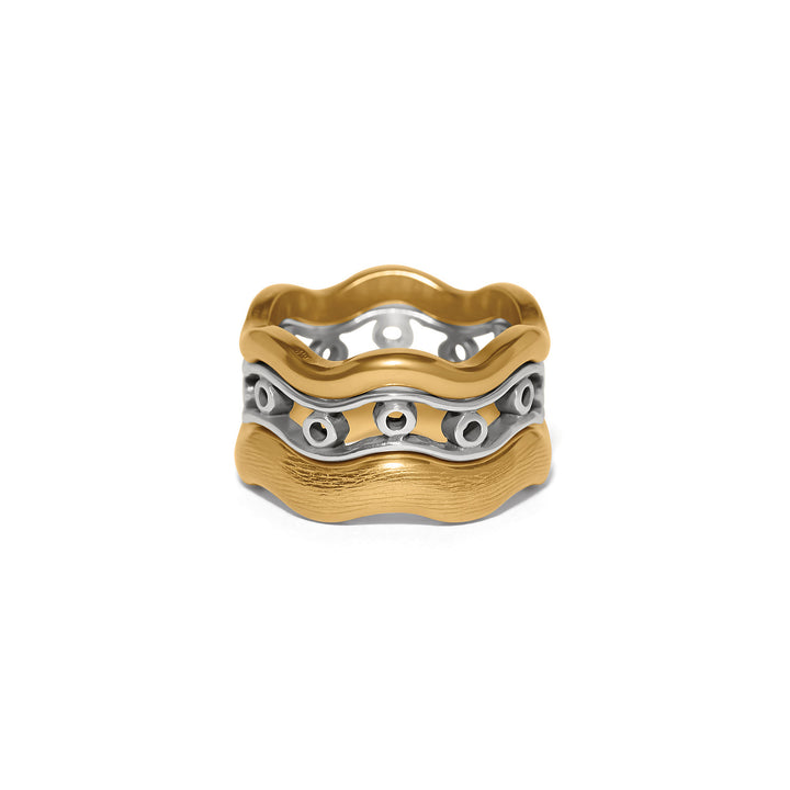 Inner Circle Trio Rings - Silver-Gold - Size 6