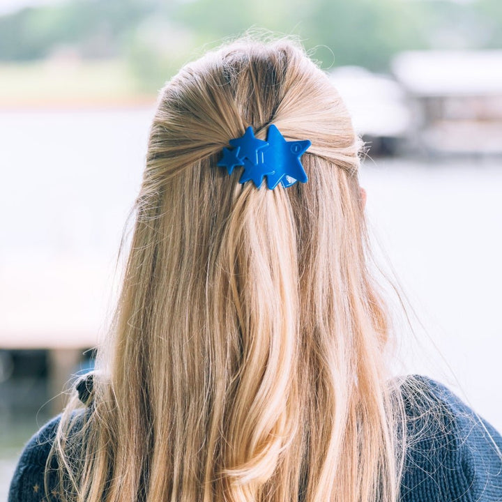 TELETIES SMALL FLAT HAIR CLIP - BLUE SHOOTING STARS