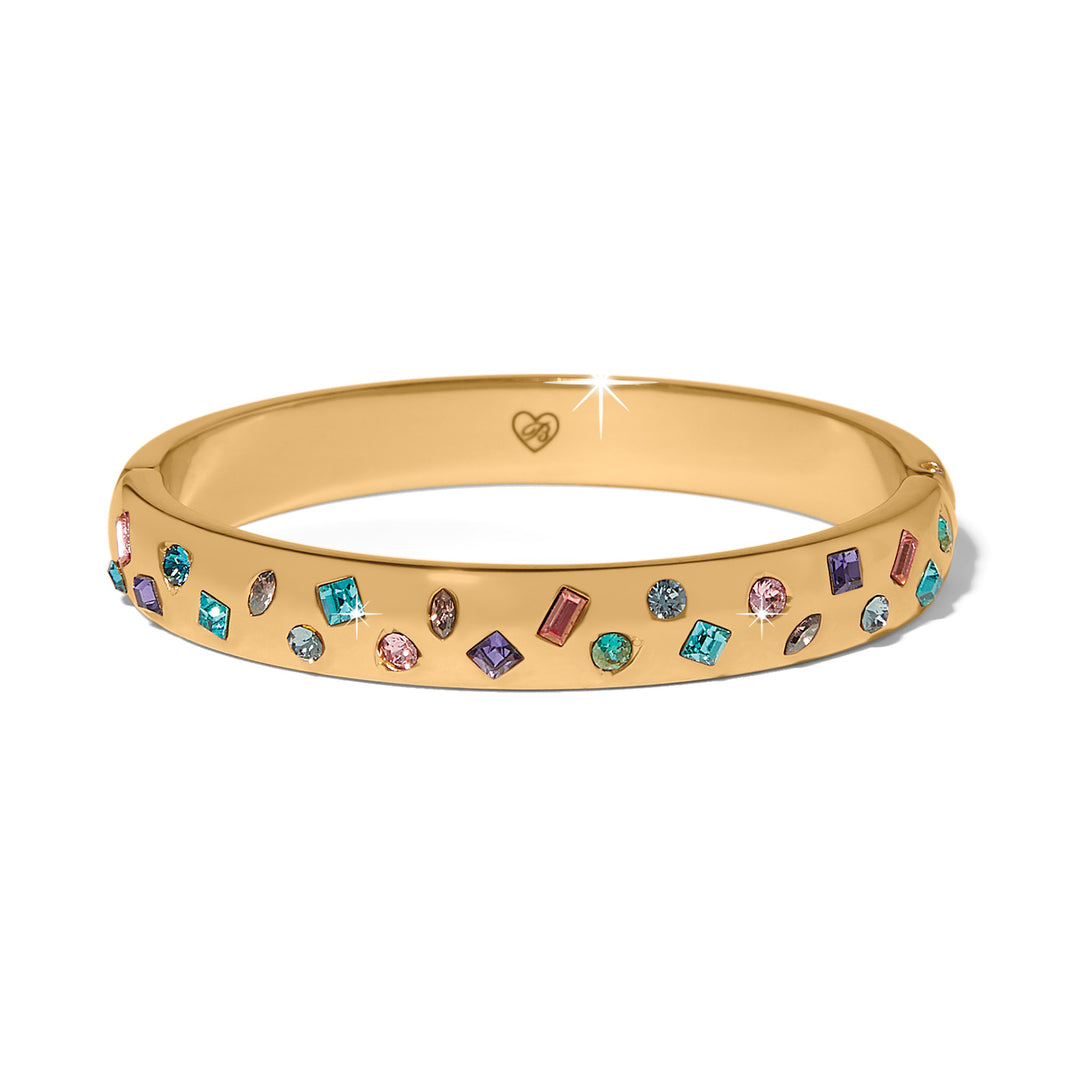 B Radiant Bright Hinged Bangle - Gold-Multi