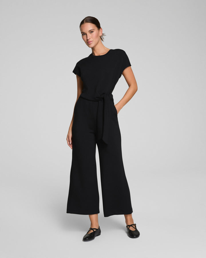 SPANX AIRESSENTIALS TIE WAIST JUMPSUIT - VERY BLACK