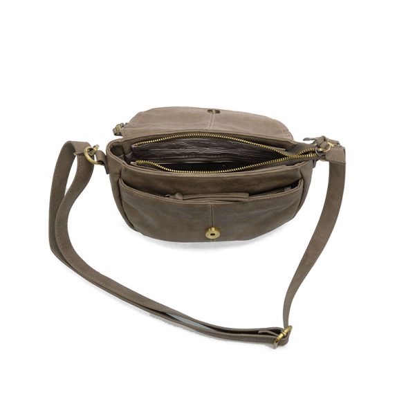 HELENE SMALL SADDLE CROSSBODY - DARK TAUPE