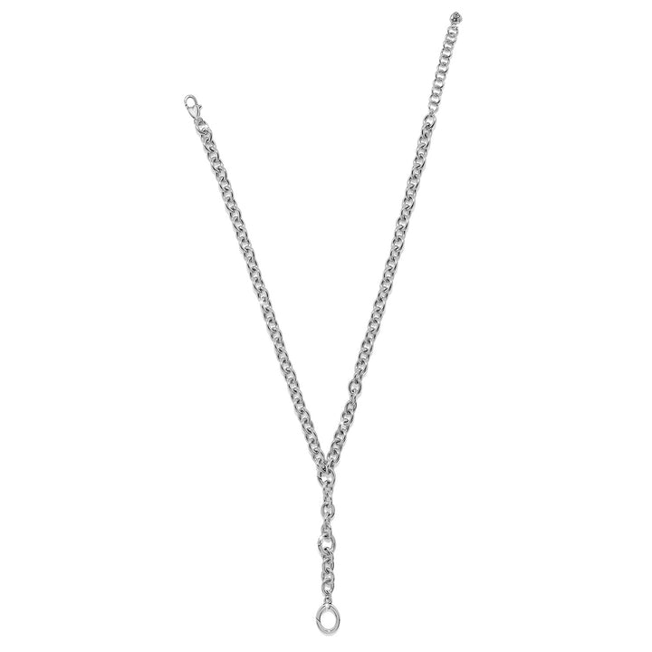 Luxe Y Shape Open Charm Ring Necklace -Silver