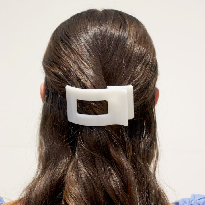 TELETIES SMALL FLAT RECTANGLE HAIR CLIP - COCONUT WHITE