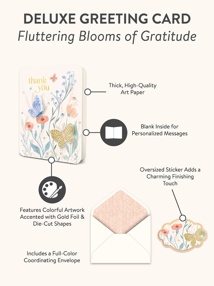 DELUXE GREETING CARD - FLUTTERING BLOOMS GRATITUDE