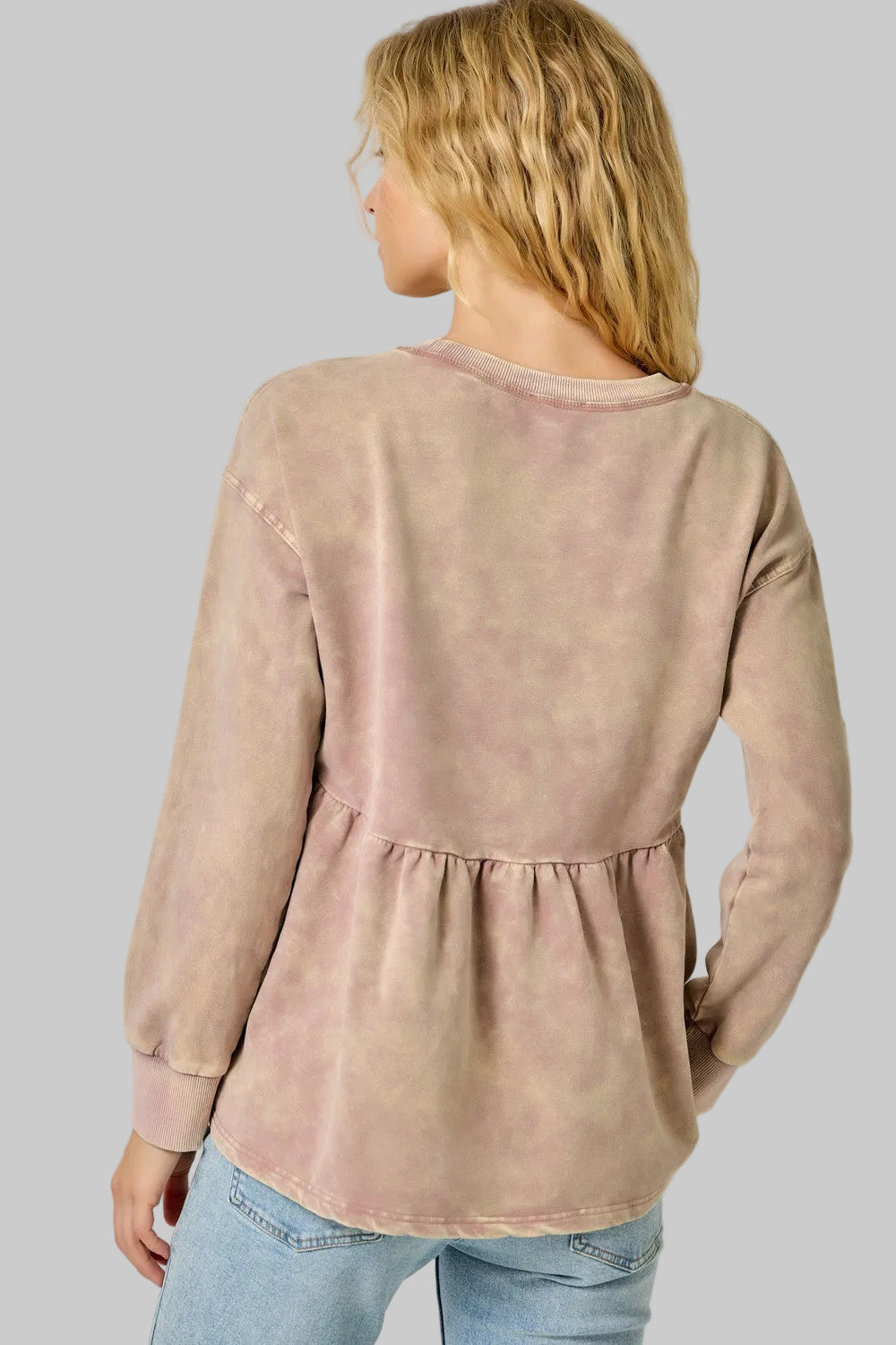WASHED BABY DOLL SWEATSHIRT - WASHED ROSE
