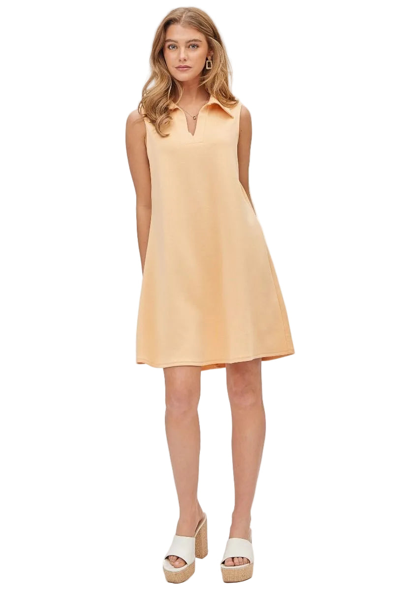 DEAR SCARLETT TRAVEL CRUISE COLLARED SLEEVELESS DRESS - APRICOT ICE