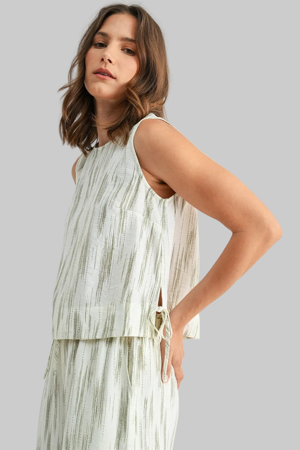 SLEEVELESS LINEN TOP - SAGE