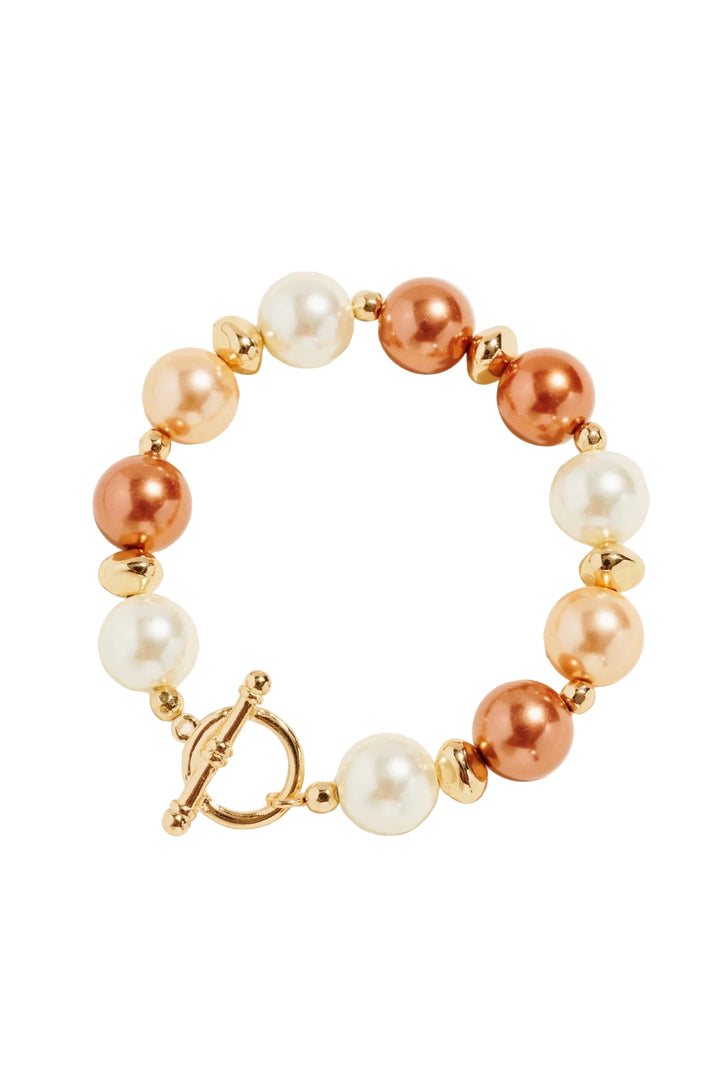 7.25" GRADATION COLOR BEAD BRACELET - NATURAL