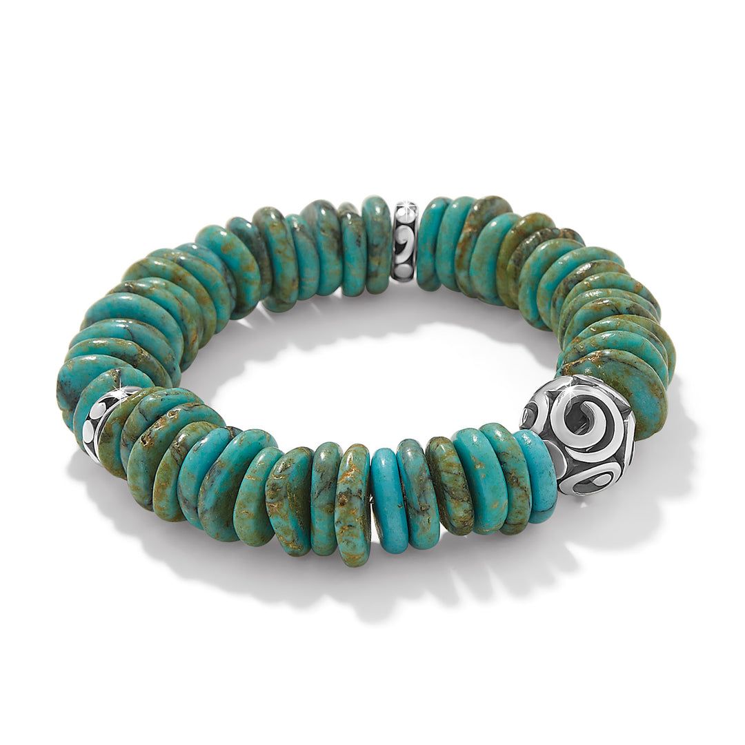 Contempo Sonora Verde Blue Stretch Bracelet - Silver-Turquoise