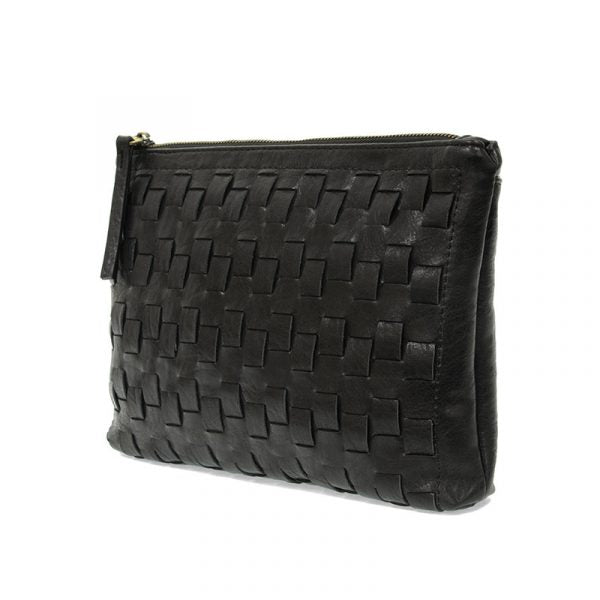 QUINN WOVEN CONVERTIBLE CROSSBODY CLUTCH - BLACK
