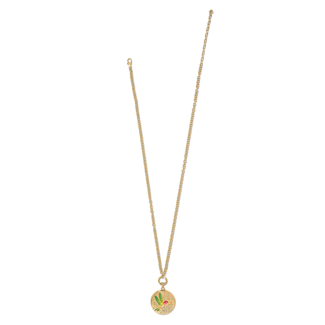Reverie Hummingbird Locket Necklace - Gold/Multi