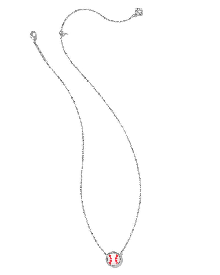 KENDRA SCOTT BASEBALL SHORT PENDANT NECKLACE - SILVER IVORY MOP