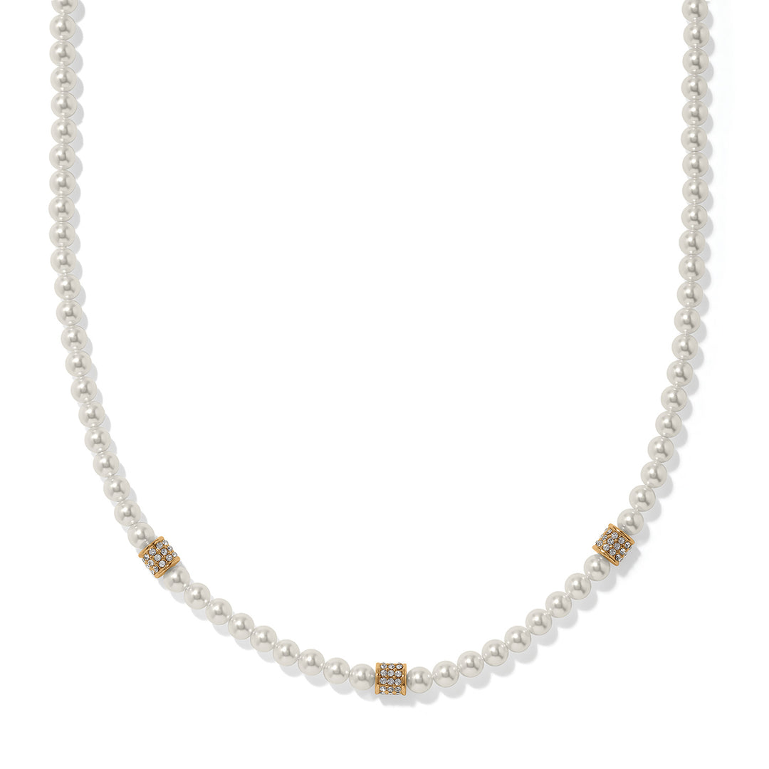 Meridian Petite Pearl Station Necklace -Gold-Pearl