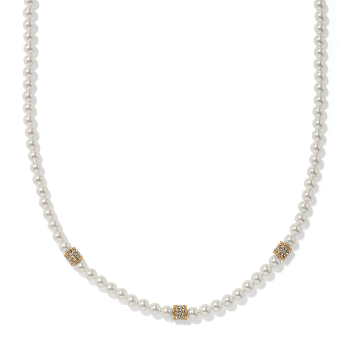 Meridian Petite Pearl Station Necklace -Gold-Pearl