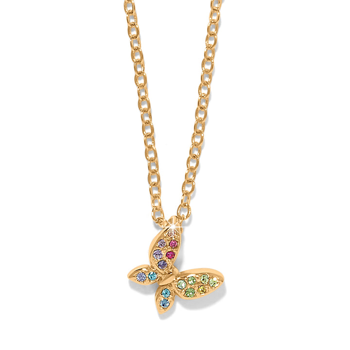 Enchanting Gem Butterfly Necklace - Gold
