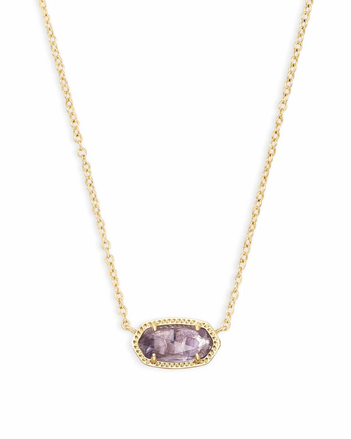 ELISA SHORT PENDANT NECKLACE - GOLD PURPLE AMETHYST