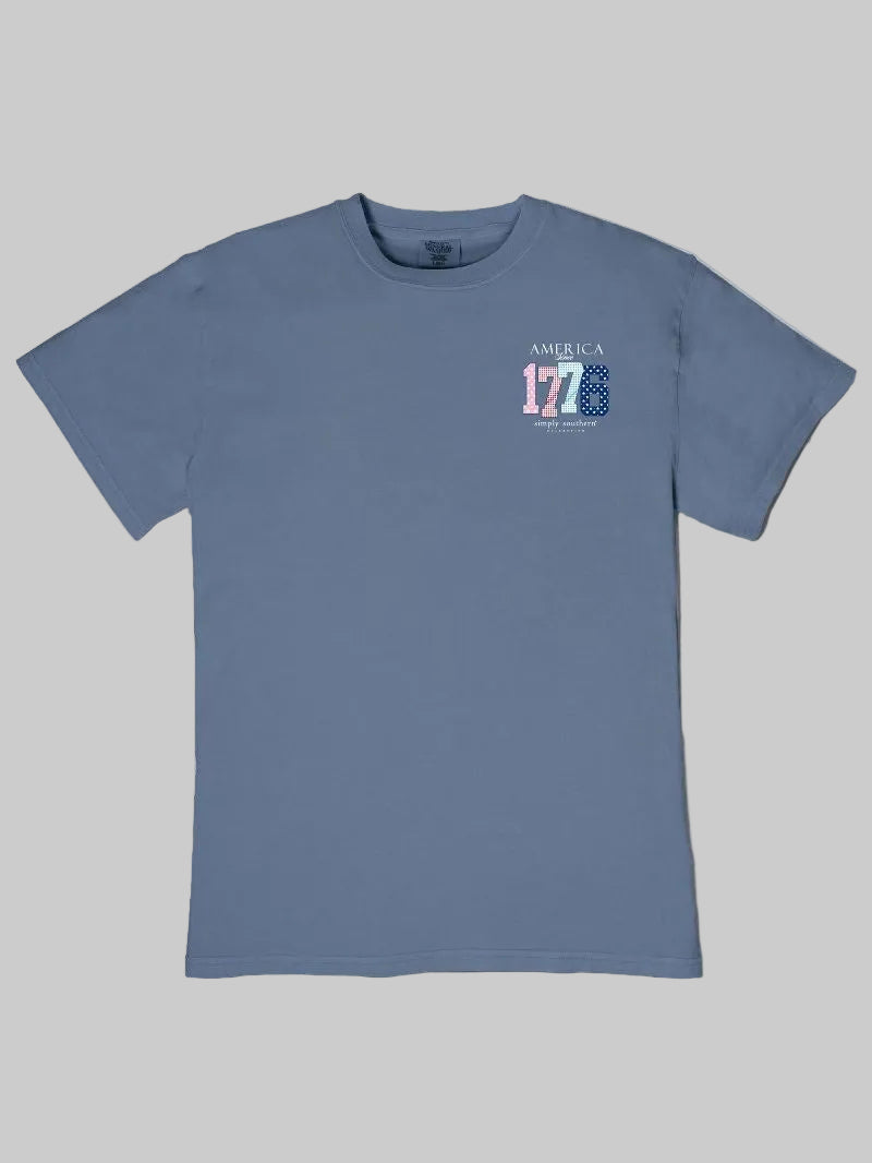 SIMPLY SOUTHERN 1776 AMERICA TSHIRT - OVERCAST BLUE