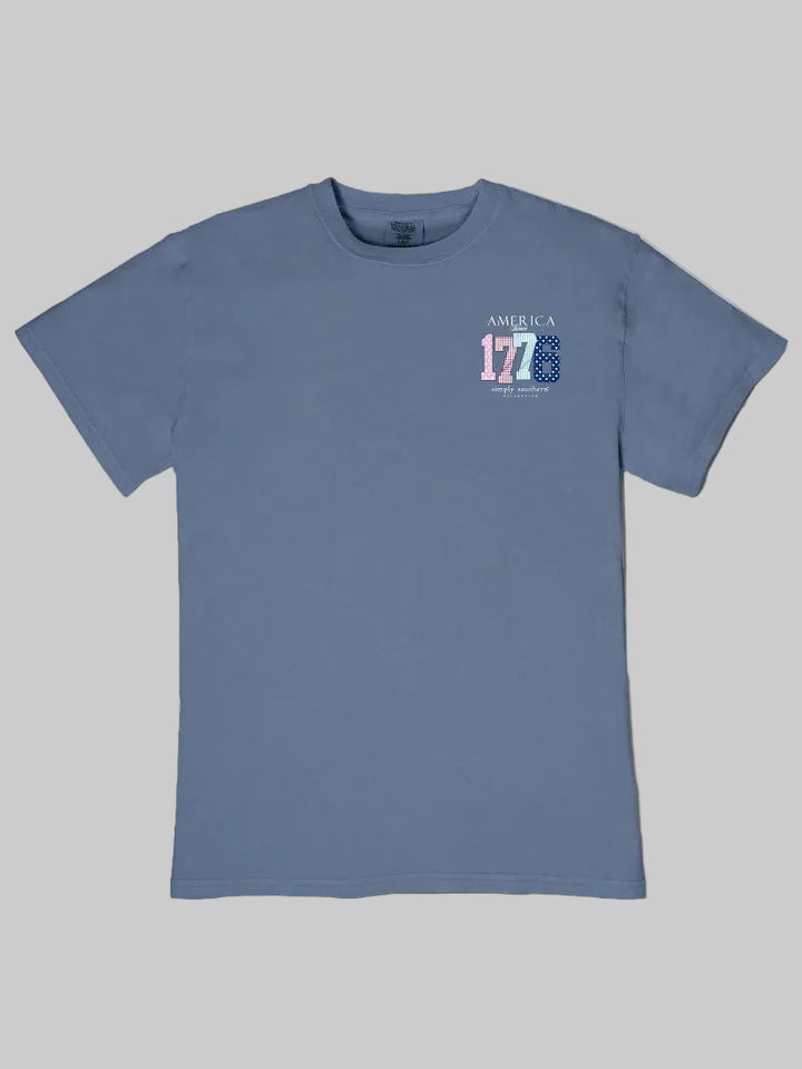 SIMPLY SOUTHERN 1776 AMERICA TSHIRT - OVERCAST BLUE