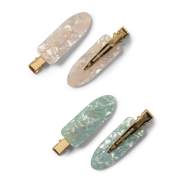 CRUSH CREASELESS HAIR CLIPS - MINT/CREAM